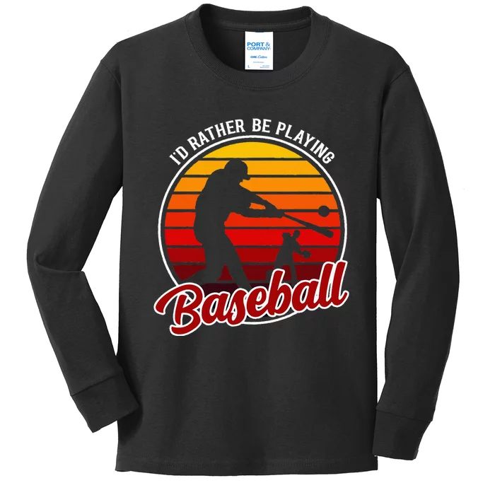 I'd Rather Be Playing Baseball Clothing Graphic Baseball Kids Long Sleeve Shirt