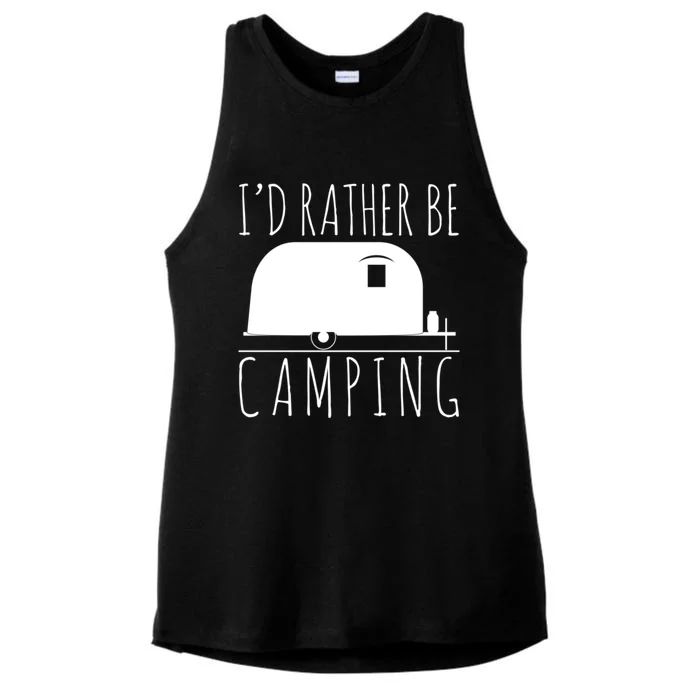 Id Rather Be Camping Rv Camper Trailer Gift Ladies Tri-Blend Wicking Tank