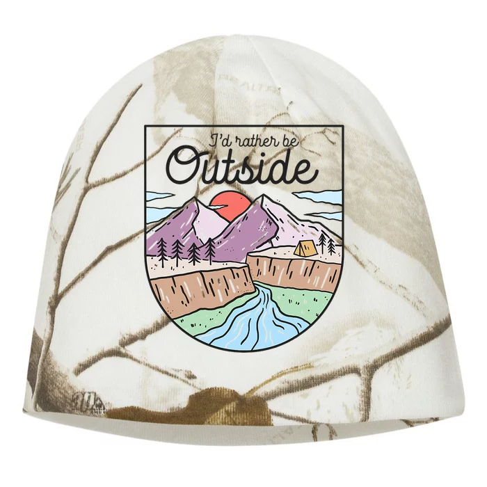 I’d Rather Be Outside Camping Retro Mountain Camper Kati - Camo Knit Beanie