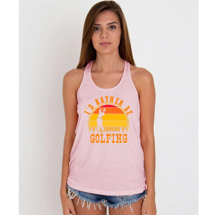 Id Rather Be Golfing Vintage Retro Style Golf Lovers Cute Gift Women's Knotted Racerback Tank