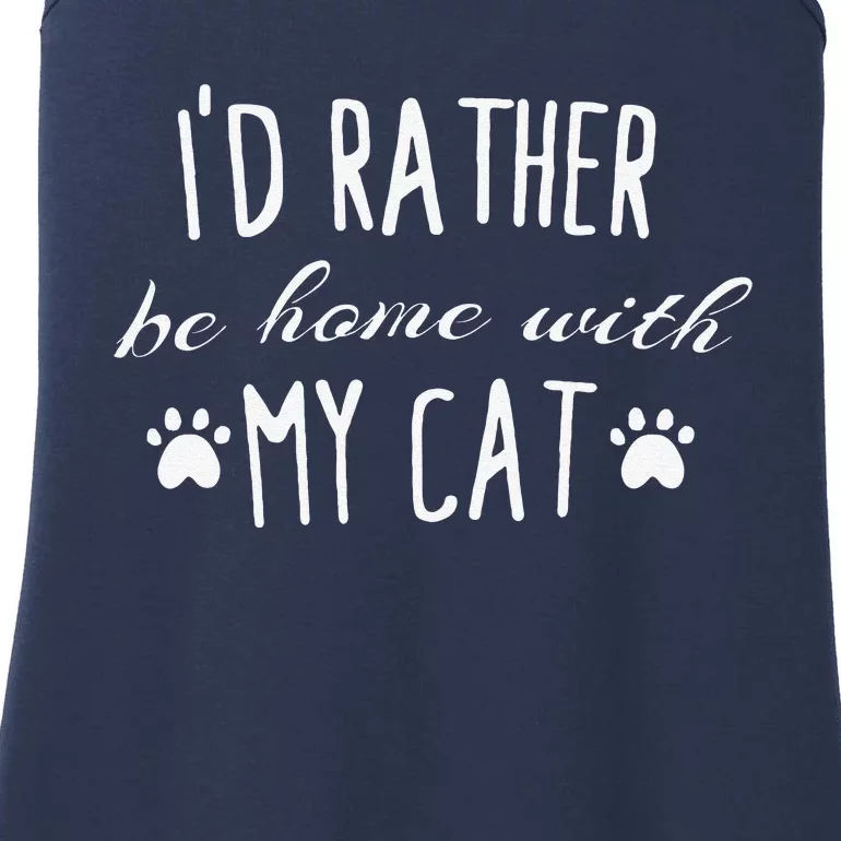 Id Rather Be Home With My Cat Funny Cats Humor Tee Ladies Essential Tank