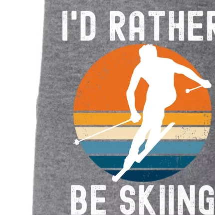 Id Rather Be Skiing Retro Sunset Skier Funny Gift Doggie 3-End Fleece Hoodie