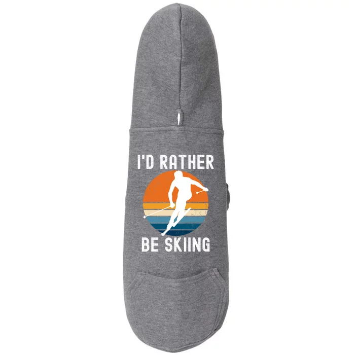 Id Rather Be Skiing Retro Sunset Skier Funny Gift Doggie 3-End Fleece Hoodie