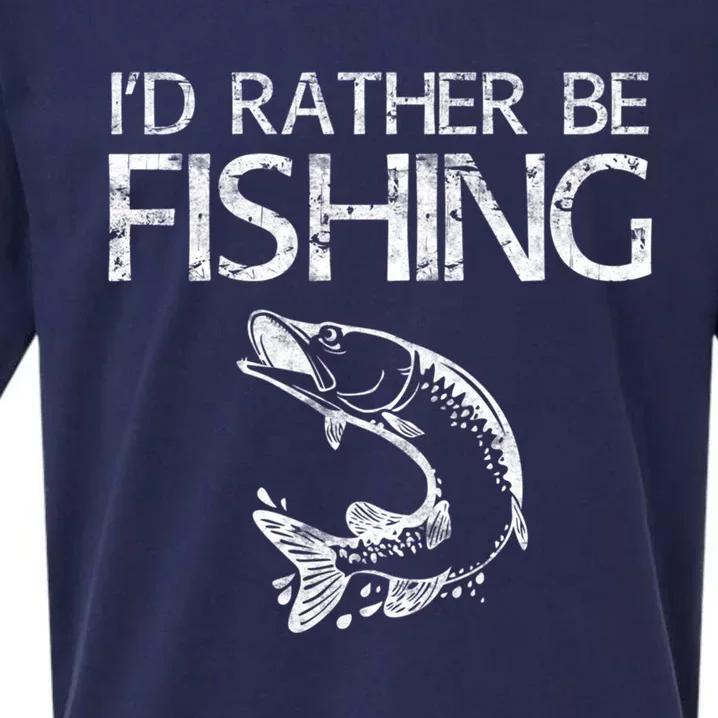 ID Rather Be Fishing Funny Gift Fisher Gift Sueded Cloud Jersey T-Shirt