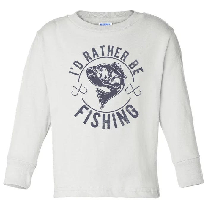 I’d Rather Be Fishing Funny Fishing Saying Graphic Novelty Toddler Long Sleeve Shirt