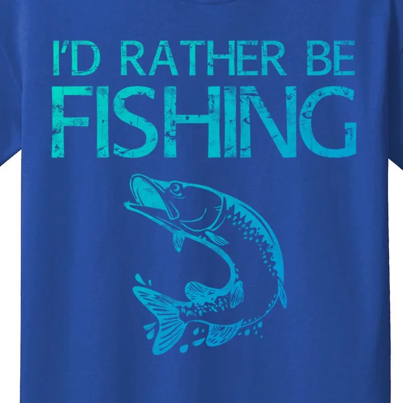 ID Rather Be Fishing Funny Gift Fisher Gift Kids T-Shirt