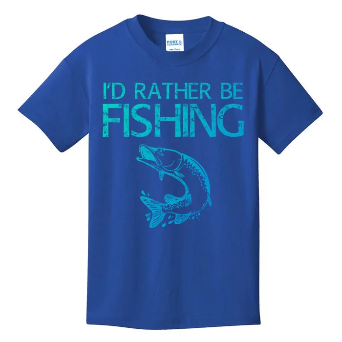 ID Rather Be Fishing Funny Gift Fisher Gift Kids T-Shirt