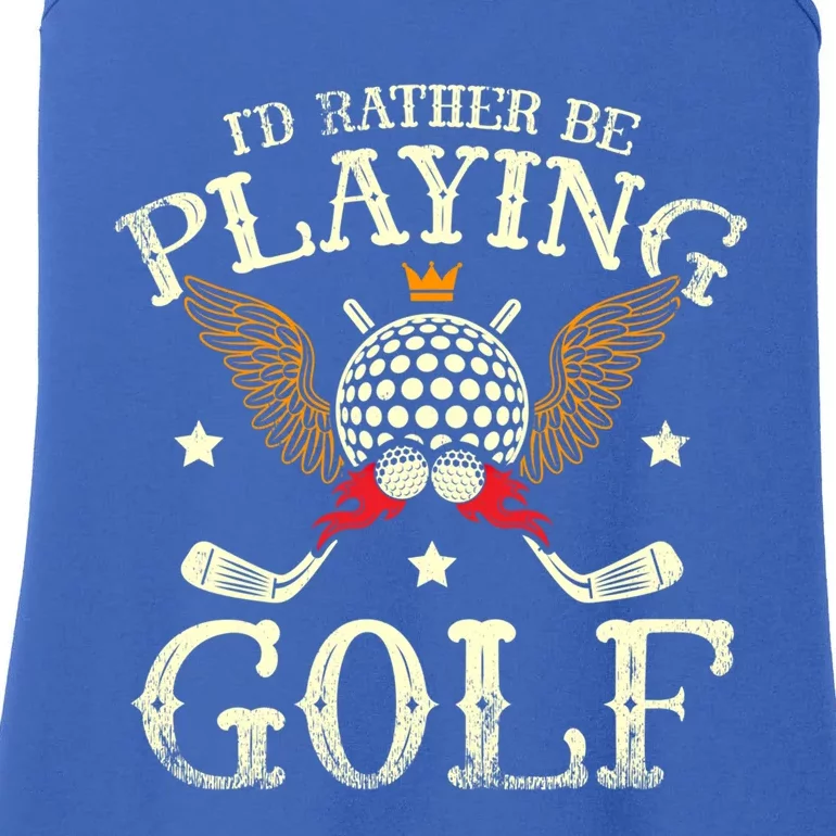 Id Rather Be Playing Golf Player Golfing Golfer Golf Gift Ladies Essential Tank