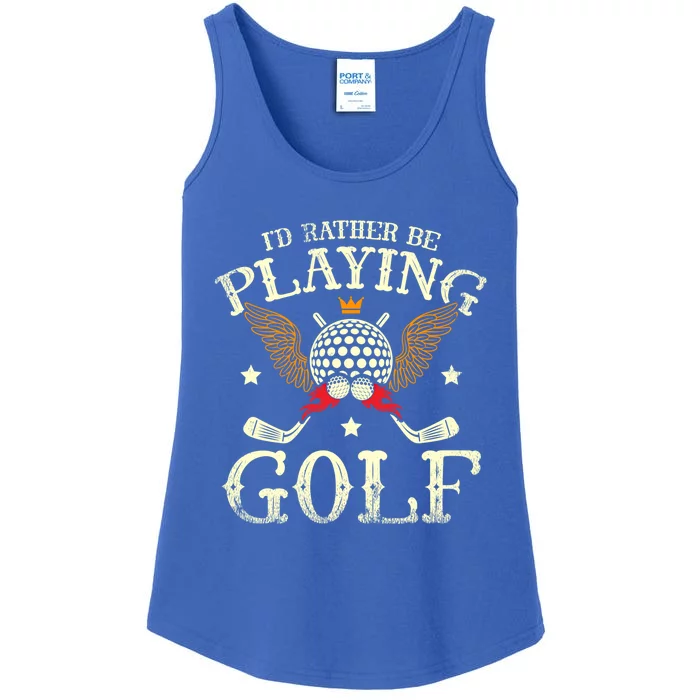 Id Rather Be Playing Golf Player Golfing Golfer Golf Gift Ladies Essential Tank