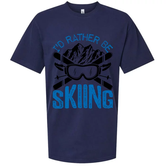 Id Rather Be Skiing Funny Gift Skater Gift Sueded Cloud Jersey T-Shirt