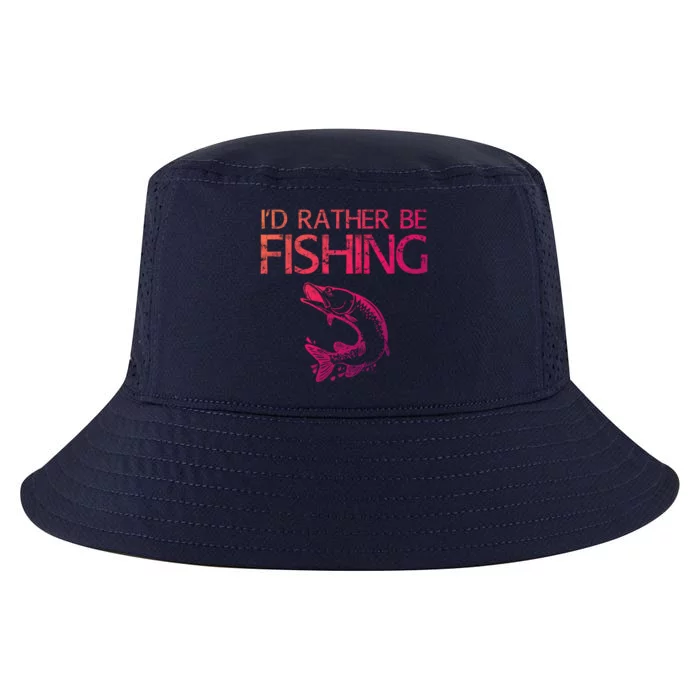 ID Rather Be Fishing Funny Gift Fisher Gift Cool Comfort Performance Bucket Hat