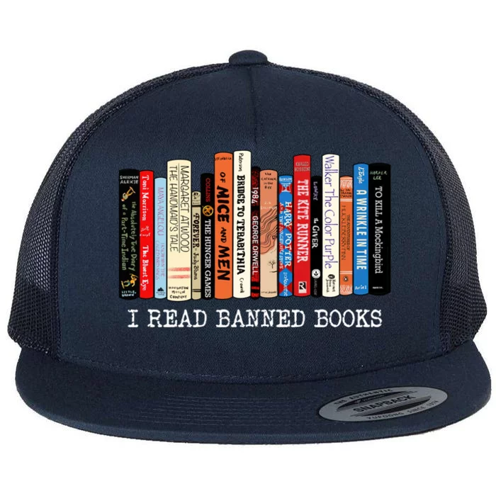 I Read Banned Books Week Librarian Freadom Reader Nerd Gift Flat Bill Trucker Hat