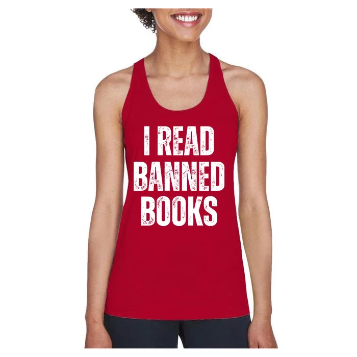 I Read Banned Books Im With The Banned Vintage Retro Women's Racerback Tank