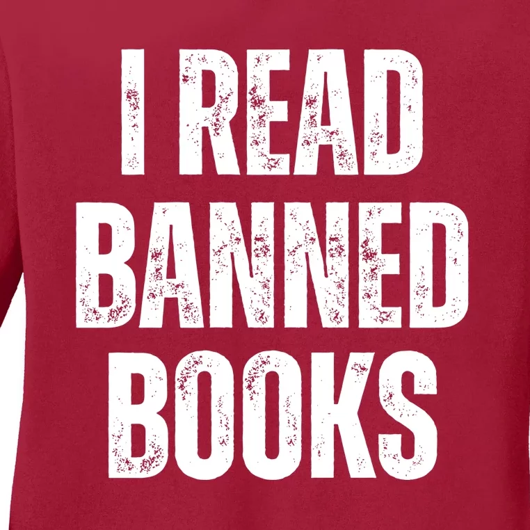 I Read Banned Books Im With The Banned Vintage Retro Ladies Long Sleeve Shirt