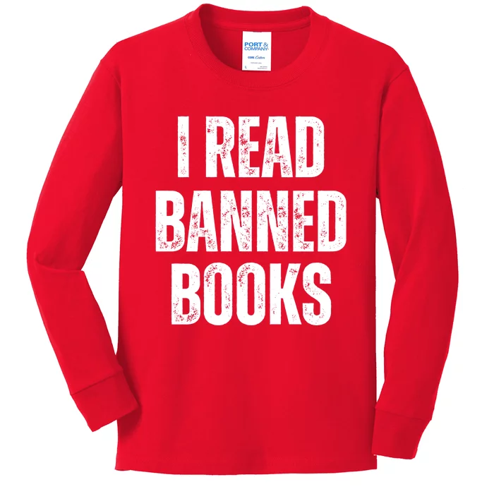 I Read Banned Books Im With The Banned Vintage Retro Kids Long Sleeve Shirt