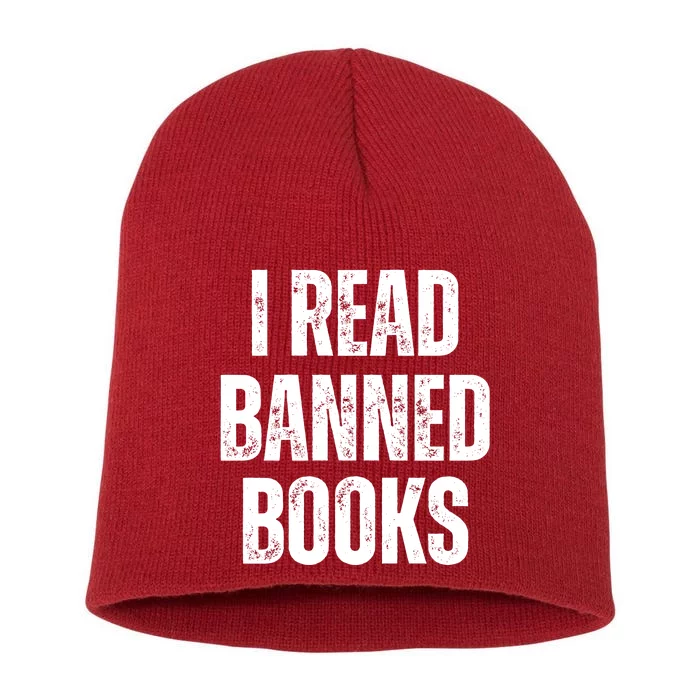 I Read Banned Books Im With The Banned Vintage Retro Short Acrylic Beanie