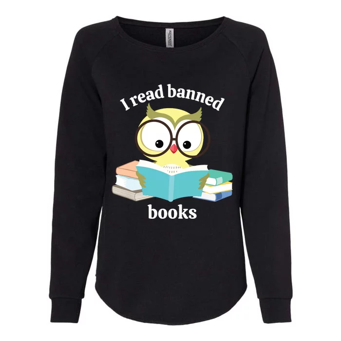 I Read Banned Books Week Librarian Reader Owl Womens California Wash Sweatshirt