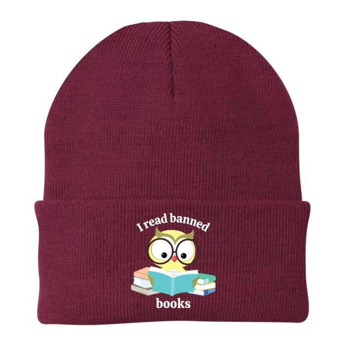 I Read Banned Books Week Librarian Reader Owl Knit Cap Winter Beanie