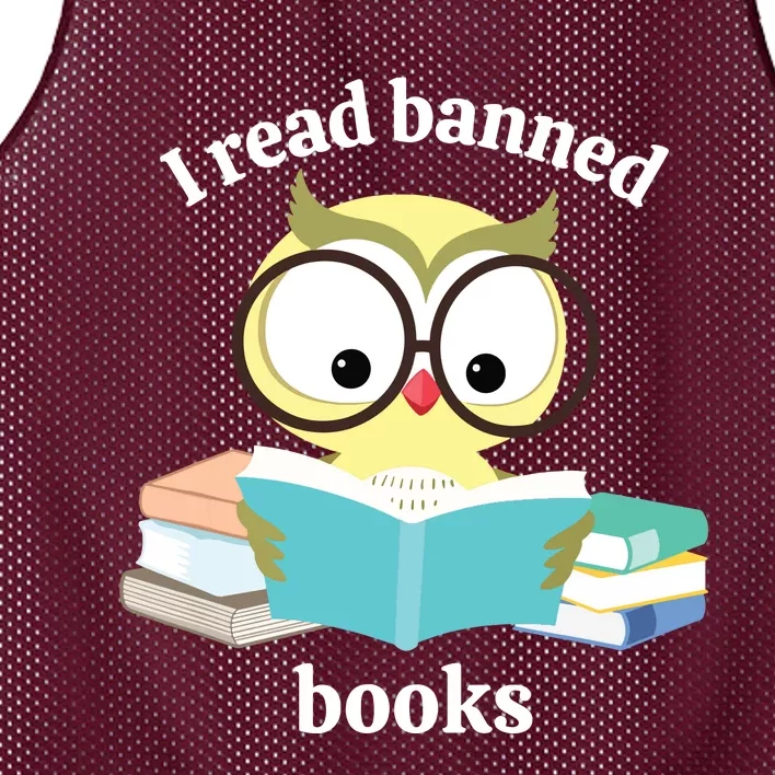 I Read Banned Books Week Librarian Reader Owl Mesh Reversible Basketball Jersey Tank