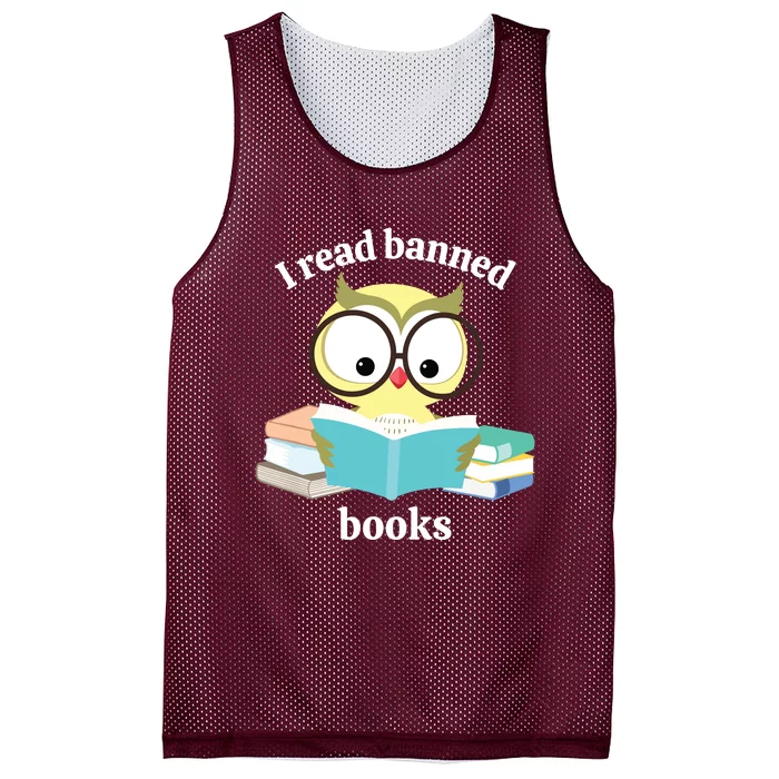 I Read Banned Books Week Librarian Reader Owl Mesh Reversible Basketball Jersey Tank