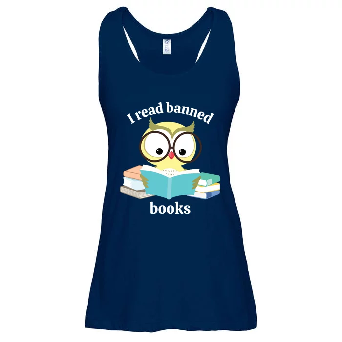 I Read Banned Books Week Librarian Reader Owl Ladies Essential Flowy Tank