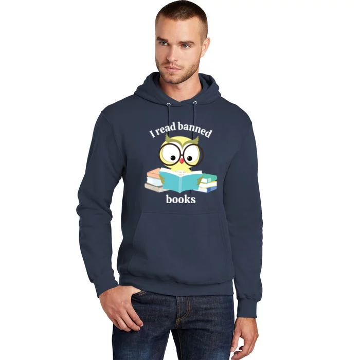 I Read Banned Books Week Librarian Reader Owl Tall Hoodie