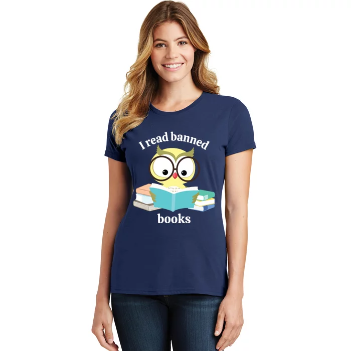 I Read Banned Books Week Librarian Reader Owl Women's T-Shirt