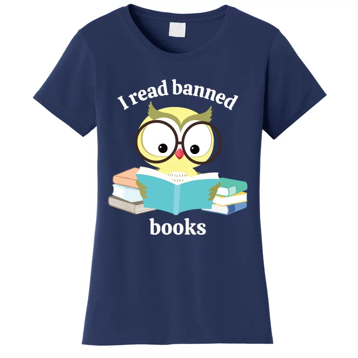 I Read Banned Books Week Librarian Reader Owl Women's T-Shirt