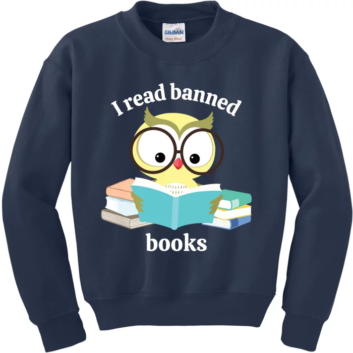 I Read Banned Books Week Librarian Reader Owl Kids Sweatshirt