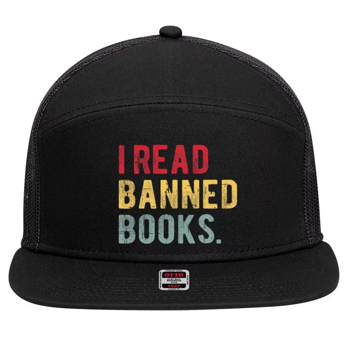 I Read Banned Books Librarians Banned Books Bookworm Reader 7 Panel Mesh Trucker Snapback Hat