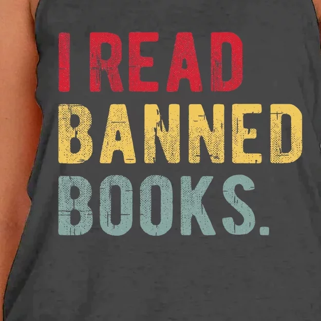 I Read Banned Books Librarians Banned Books Bookworm Reader Women's Knotted Racerback Tank