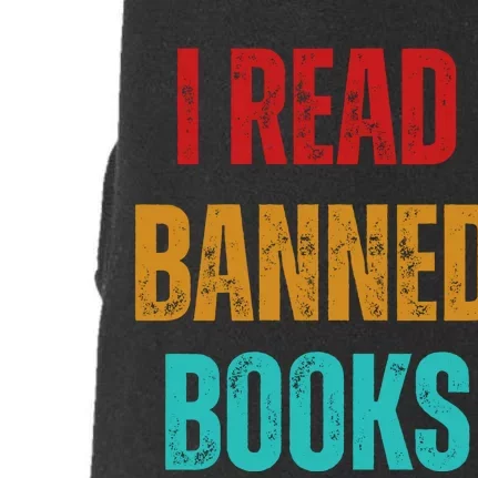 I Read Banned Books Im With The Banned Vintage Retro Doggie 3-End Fleece Hoodie