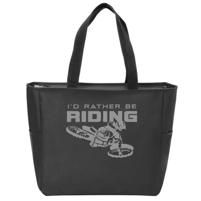 I'd Rather Be Riding Motocross Dirt Bike Motocross Premium Zip Tote Bag