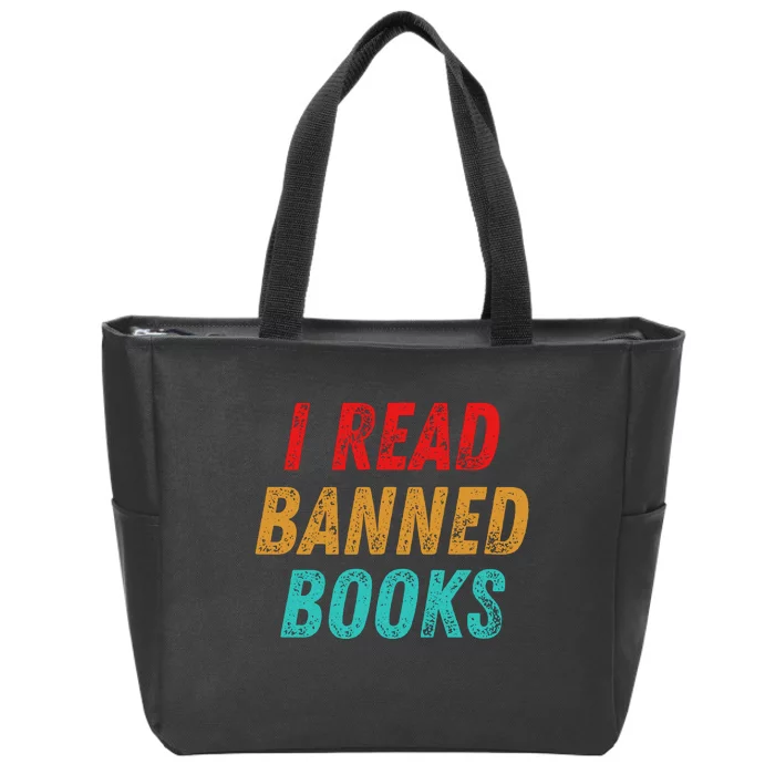 I Read Banned Books Im With The Banned Vintage Retro Zip Tote Bag