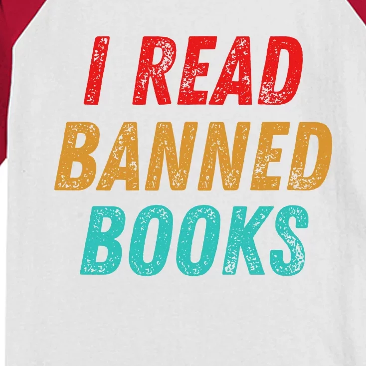 I Read Banned Books Im With The Banned Vintage Retro Kids Colorblock Raglan Jersey