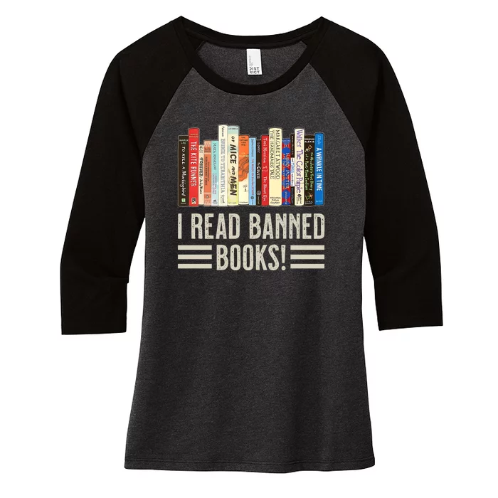 I Read Banned Books Women's Tri-Blend 3/4-Sleeve Raglan Shirt