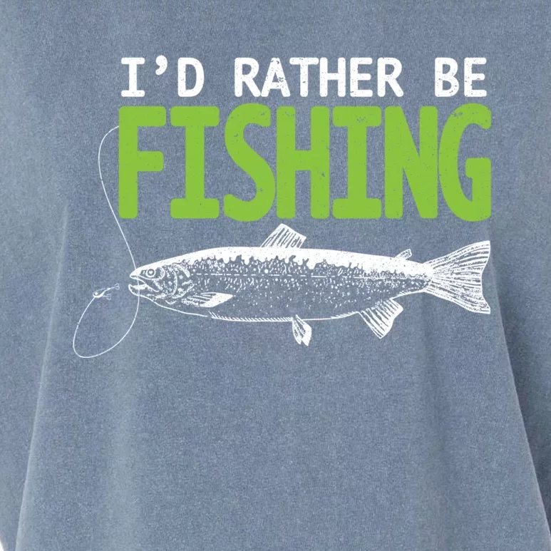 I'd Rather Be Fishing Funny Gift Cute Gift Trout And Salmon Fishing Lovers Garment-Dyed Women's Muscle Tee