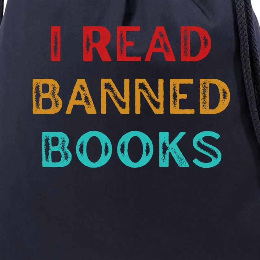 I Read Banned Books Im With The Banned Vintage Retro Drawstring Bag