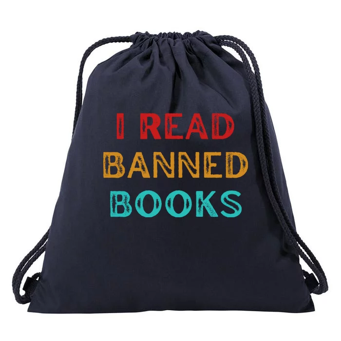 I Read Banned Books Im With The Banned Vintage Retro Drawstring Bag