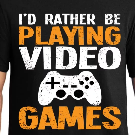 Id Rather Be Playing Video Games Funny Retro Gaming Funny Gift Pajama Set