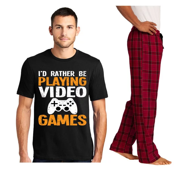 Id Rather Be Playing Video Games Funny Retro Gaming Funny Gift Pajama Set