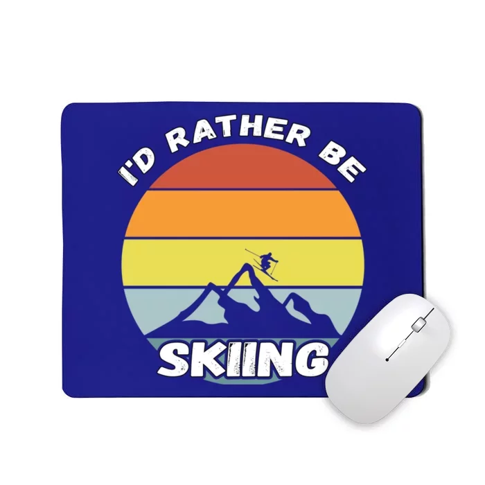 Id Rather Be Skiing Retro Vintage Skier Cool Gift Mousepad