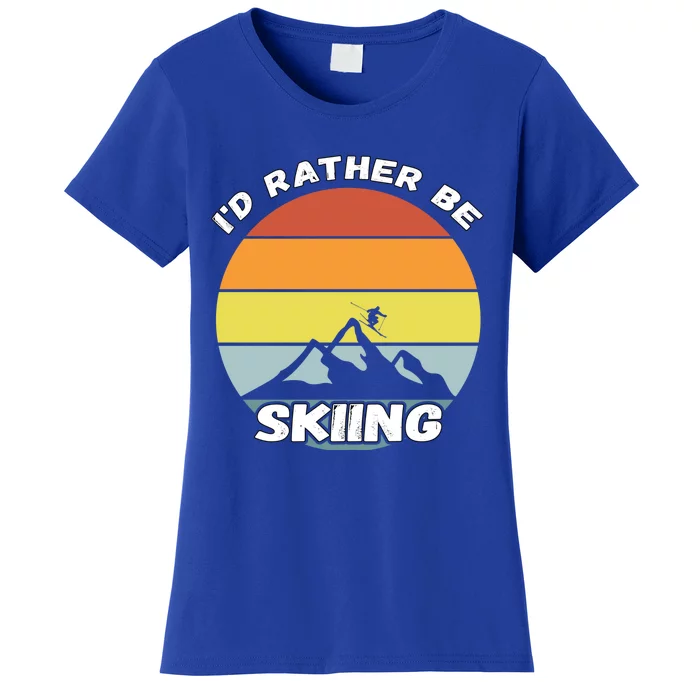 Id Rather Be Skiing Retro Vintage Skier Cool Gift Women's T-Shirt