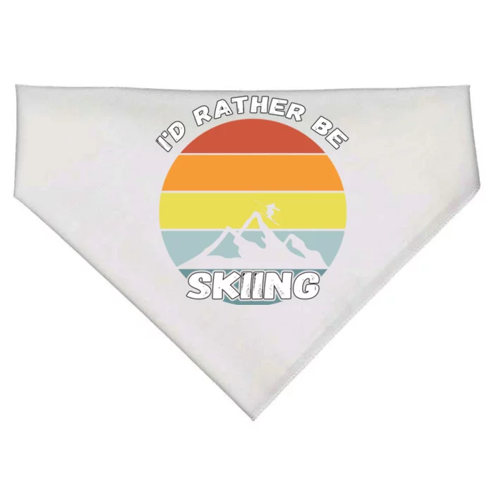 Id Rather Be Skiing Retro Vintage Skier Cool Gift USA-Made Doggie Bandana