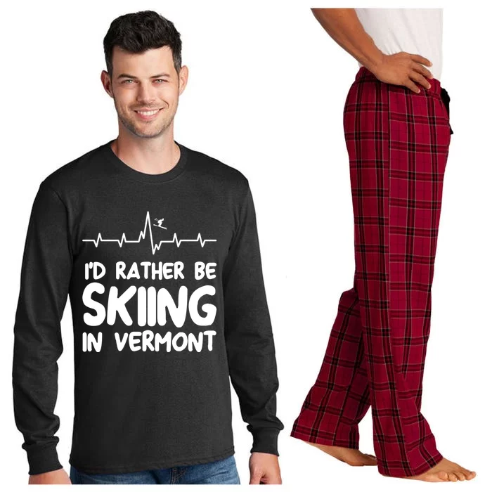 Id Rather Be Skiing In Vermont Skiing Cool Gift Long Sleeve Pajama Set