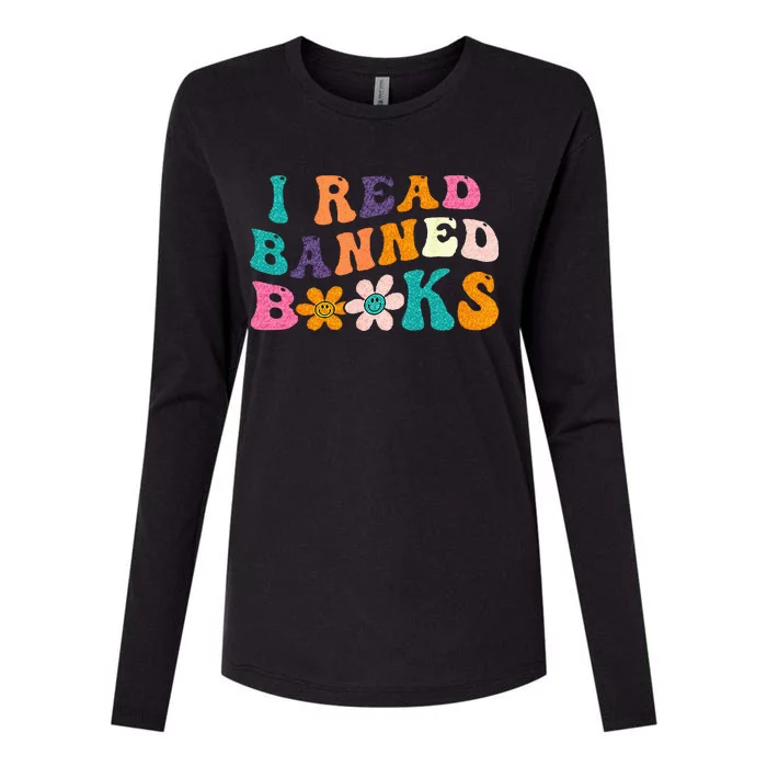 I Read Banned Books Retro Vintage Funny Bookworm Womens Cotton Relaxed Long Sleeve T-Shirt