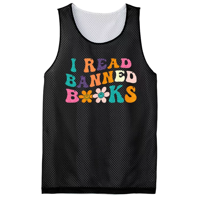 I Read Banned Books Retro Vintage Funny Bookworm Mesh Reversible Basketball Jersey Tank