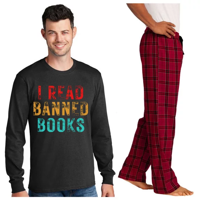 I Read Banned Books Im With The Banned Vintage Retro Long Sleeve Pajama Set