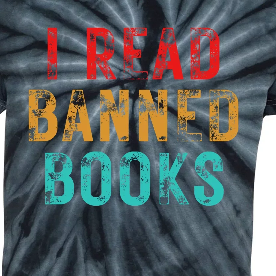 I Read Banned Books Im With The Banned Vintage Retro Kids Tie-Dye T-Shirt