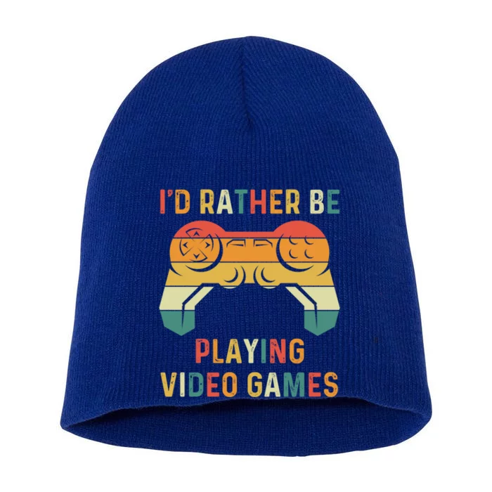 Id Rather Be Playing Video Games Retro Gaming Controller Gift Short Acrylic Beanie